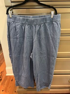 J.Jill Elastic-Waist Light Blue Casual Pants - Linen